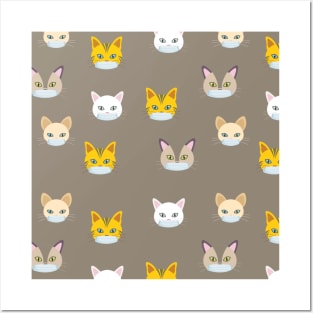 All Cats Wearing Masks Pattern Graphic illustration Mask Posters and Art